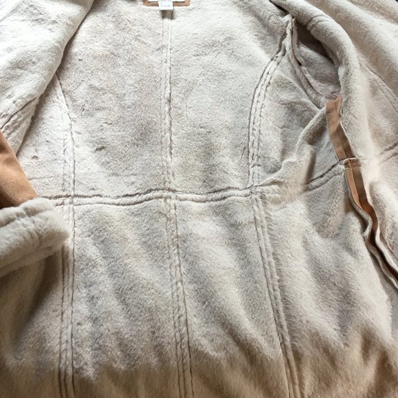 FOREVER 21 Tan Faux Sherpa Suede Button Jacket L - Picture 7 of 7